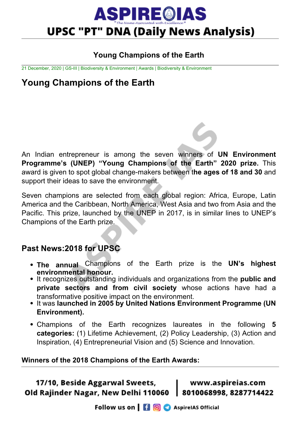 Young Champions of the Earth