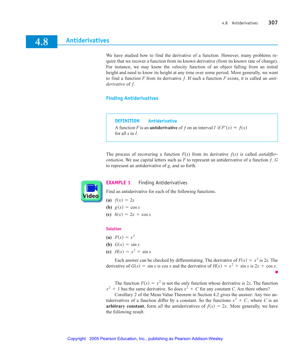 Antiderivatives 307