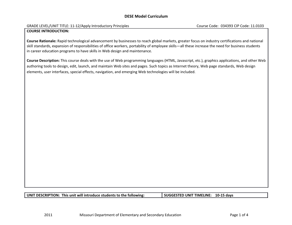 DESE Model Curriculum s3