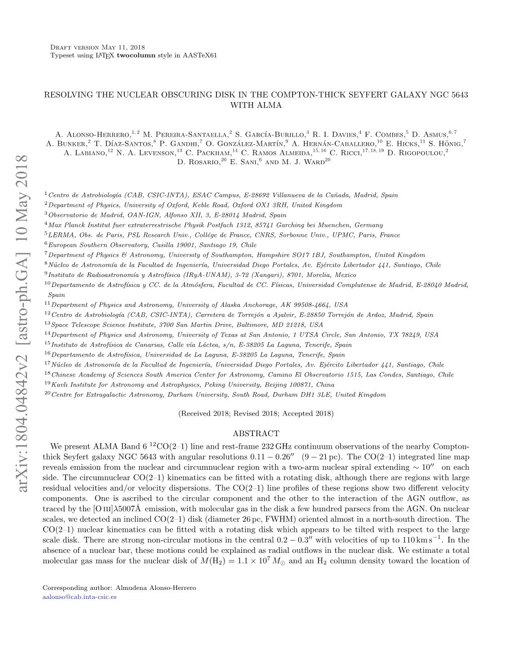 Resolving the Nuclear Obscuring Disk in the Compton-Thick Seyfert Galaxy Ngc 5643 with Alma