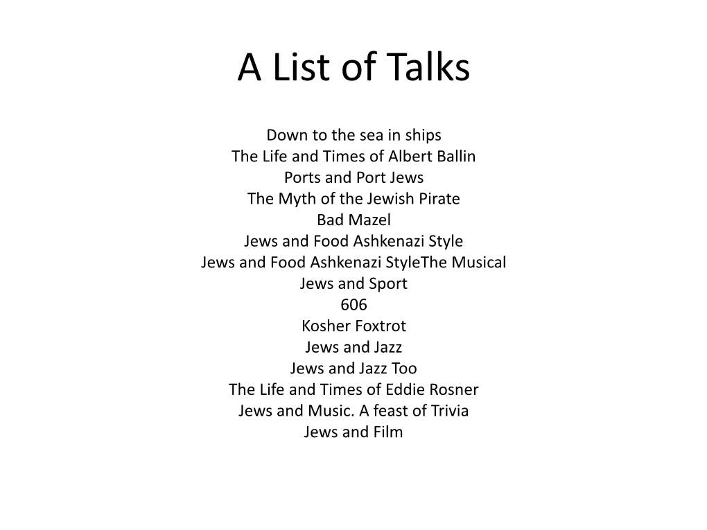 A List of Talks