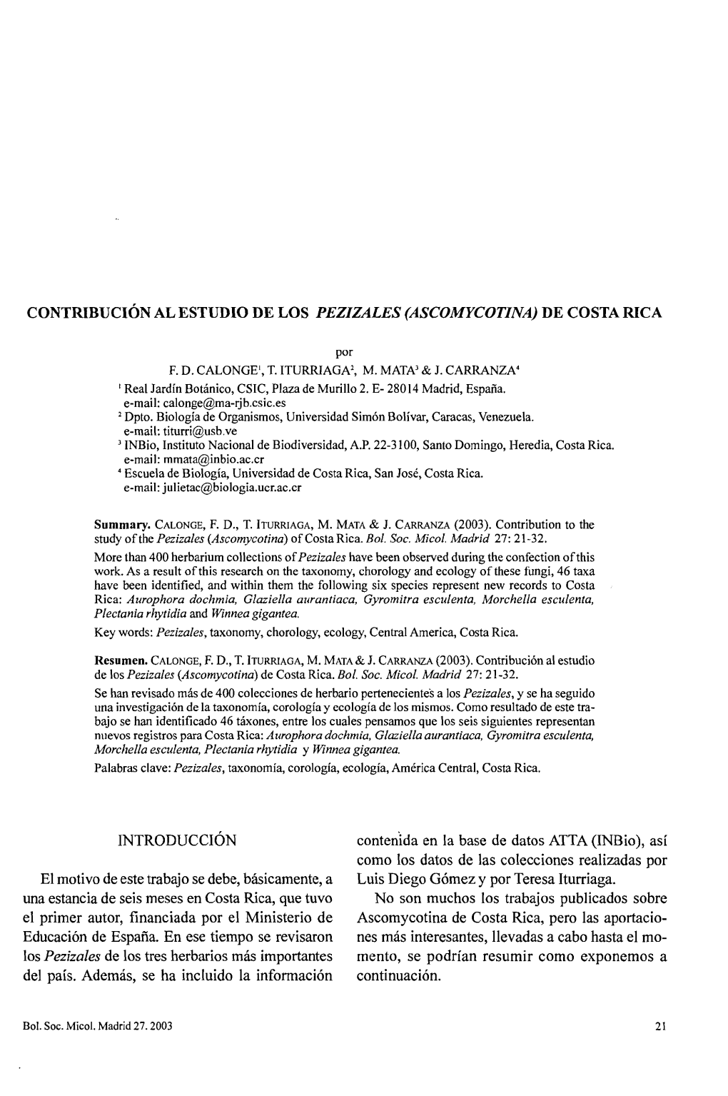 Contribución Al Estudio De Los Pezizales (Ascomycotina) De Costa Rica