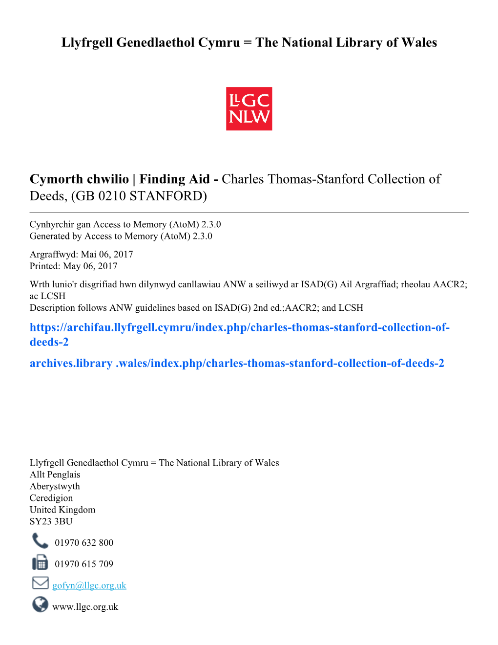 Charles Thomas-Stanford Collection of Deeds, (GB 0210 STANFORD)