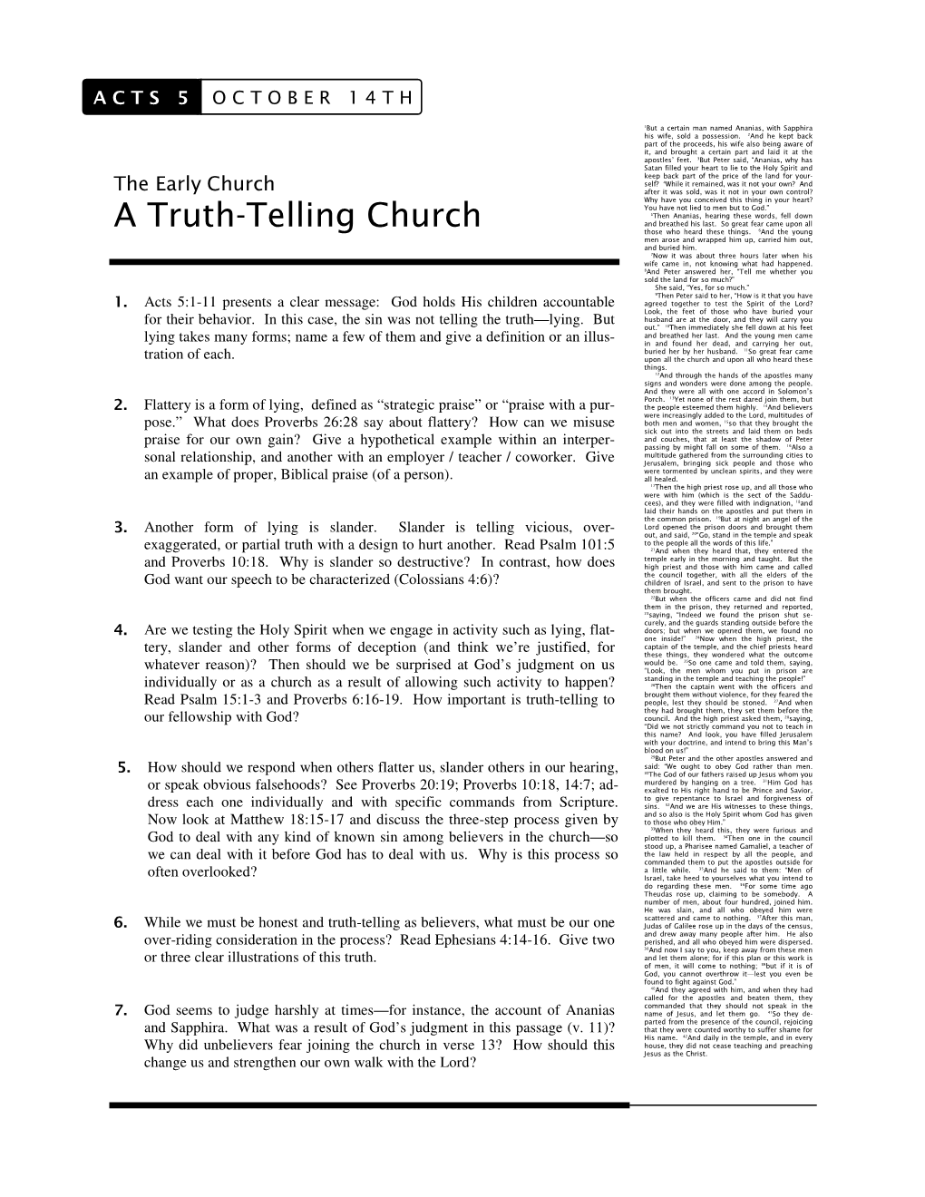 A Truth-Telling Church 6 Those Who Heard These Things