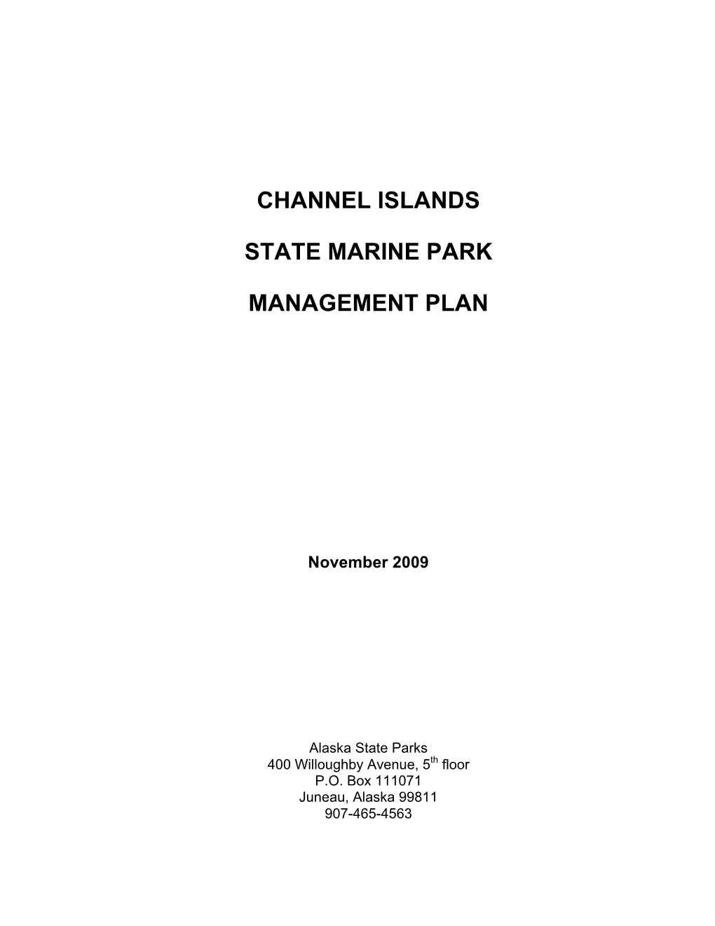 Channel Island State Marine Park Management Plan