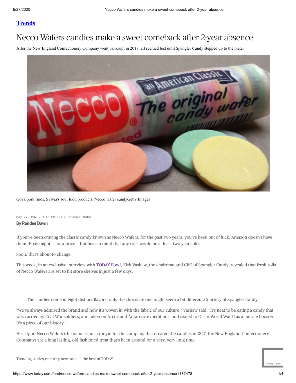 Necco Wafers Candies Make a Sweet Comeback After 2-Year Absence