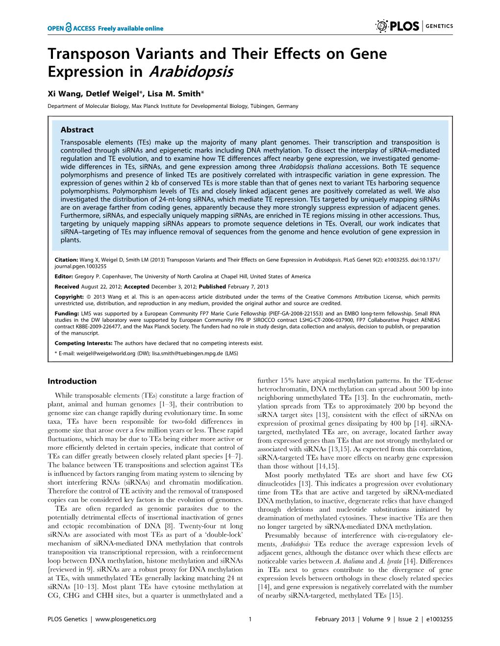 Transposon Variants and Their Effects on Gene Expression in Arabidopsis