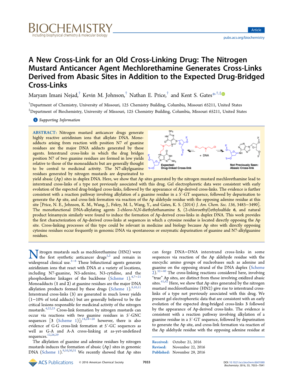 The Nitrogen Mustard Anticancer Agent Mechlorethamine Generates Cross-Links Deri