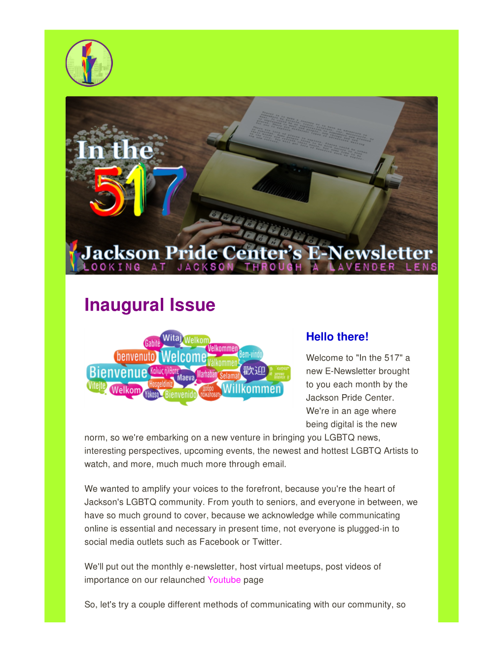 Newsletter Volume 1, Issue 1