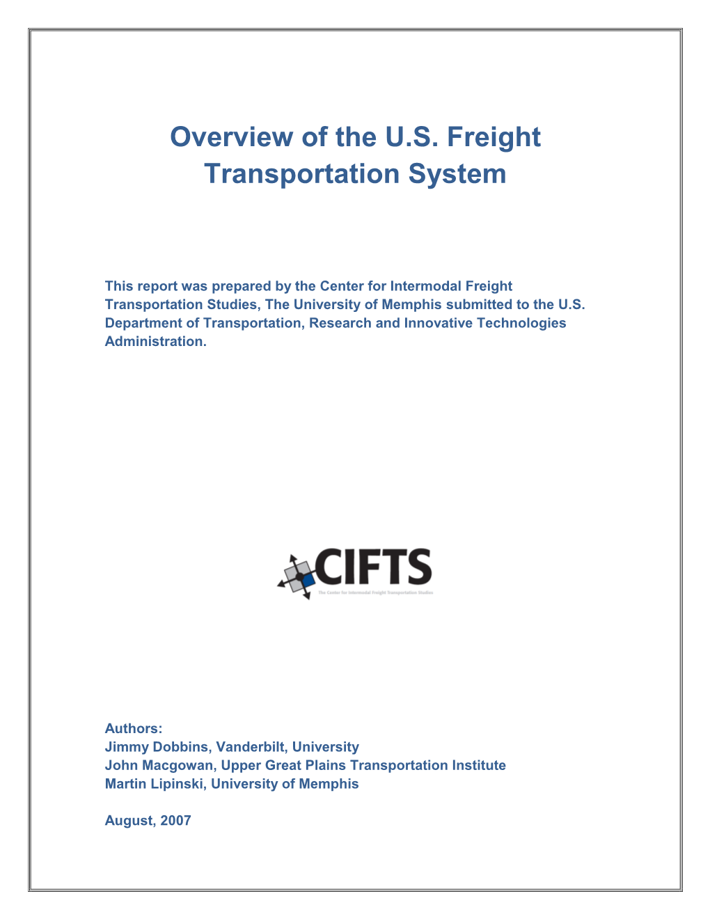 Overview of the U.S. Freight Transportation System