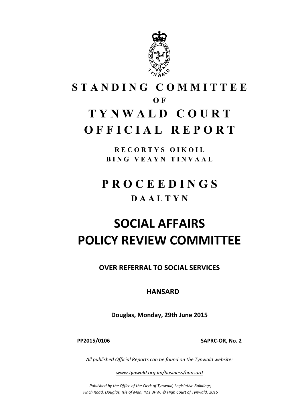 Social Affairs Policy Review Committee