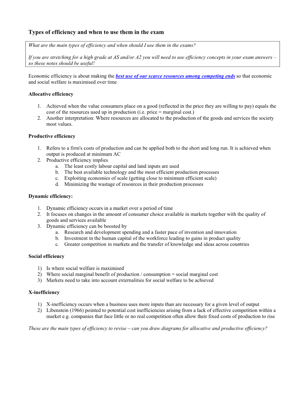 Types of Efficiency and When to Use Them in the Exam