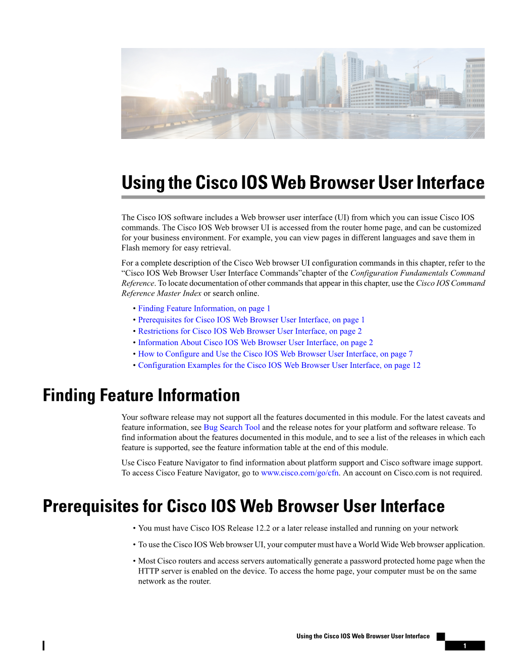 Using the Cisco IOS Web Browser User Interface