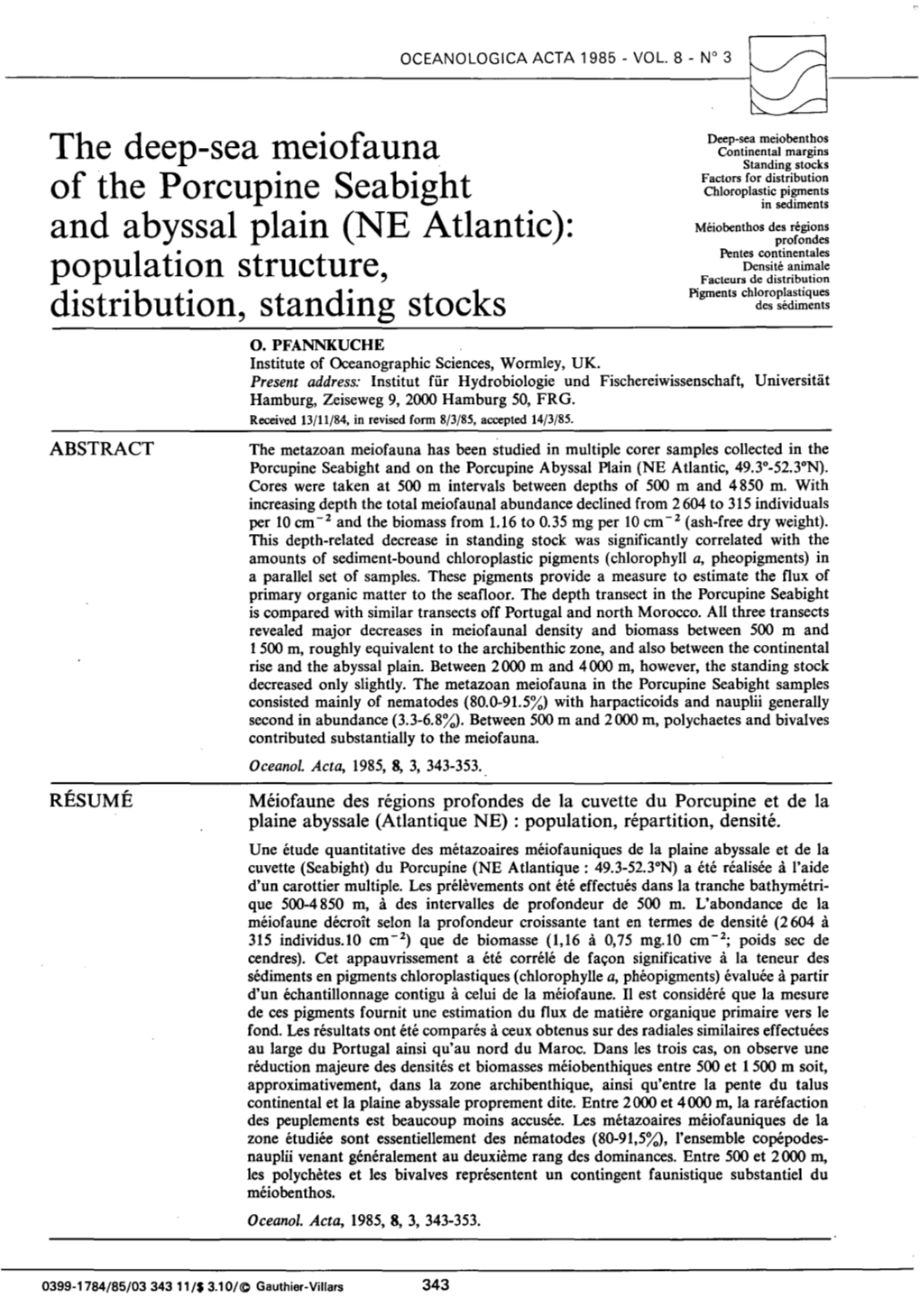 The Deep-Sea Meiofauna of the Porcupine Seabight and Abyssal Plain