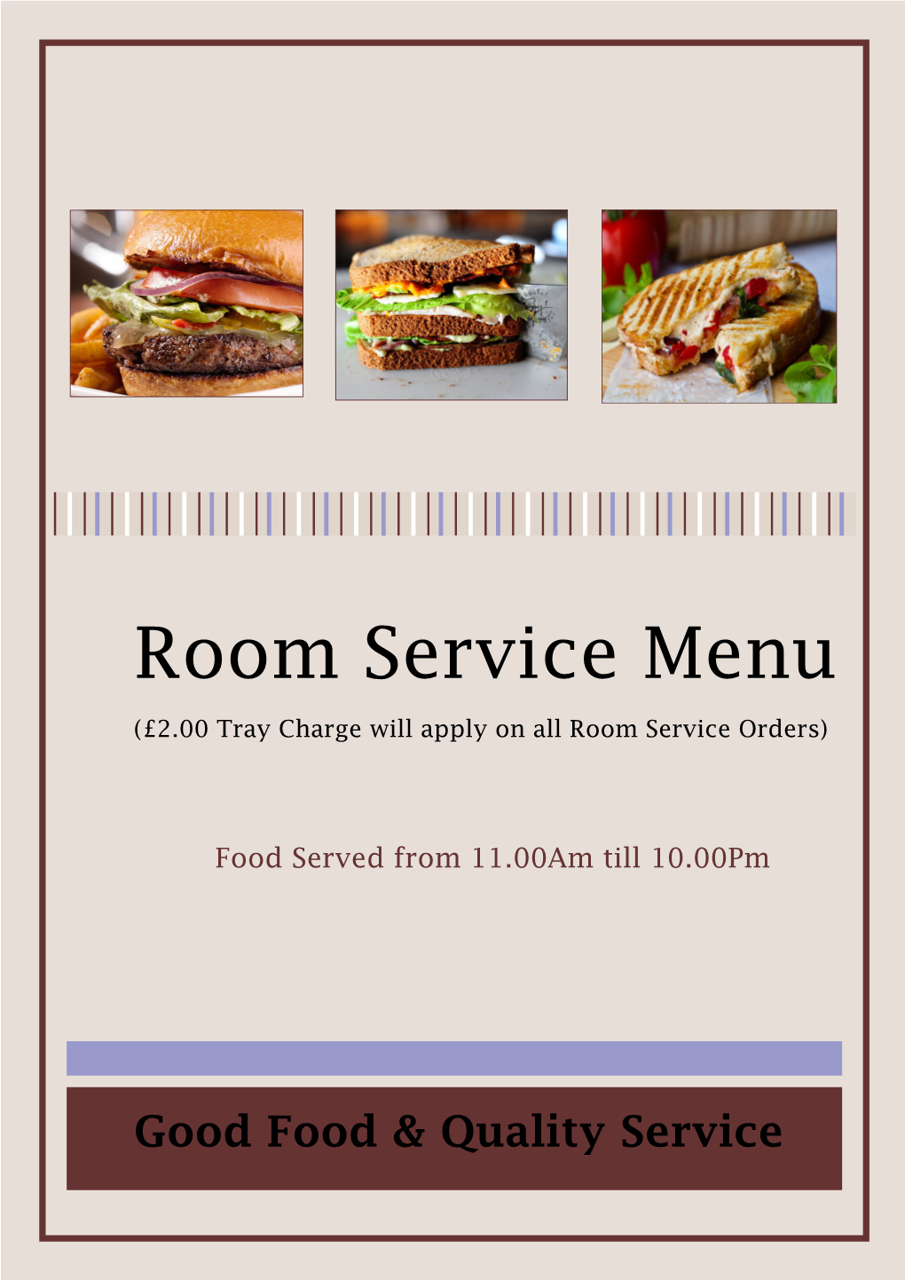 Room Service Menu Publisher A3 with Wine List 25Th September