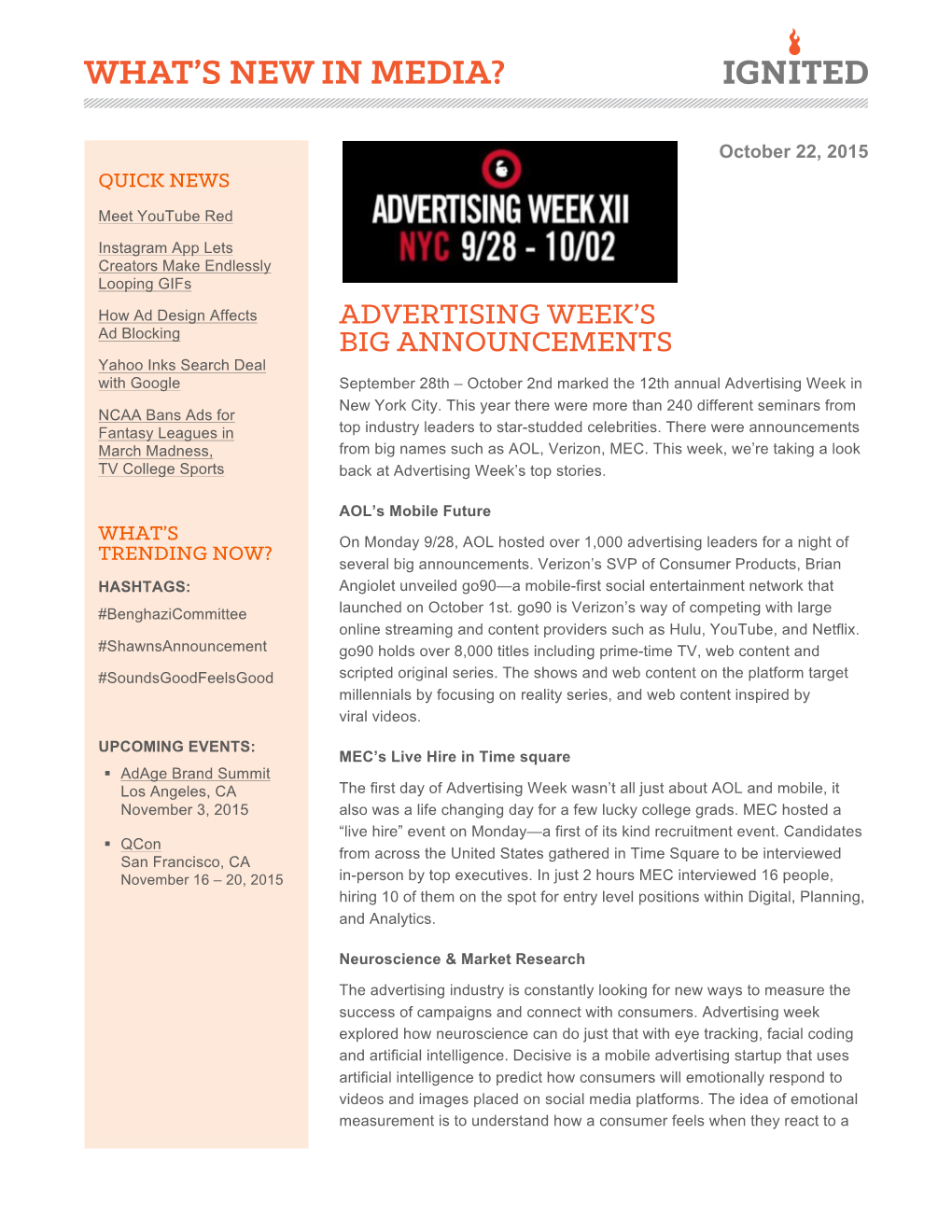 Advertising Week's Big Announcements