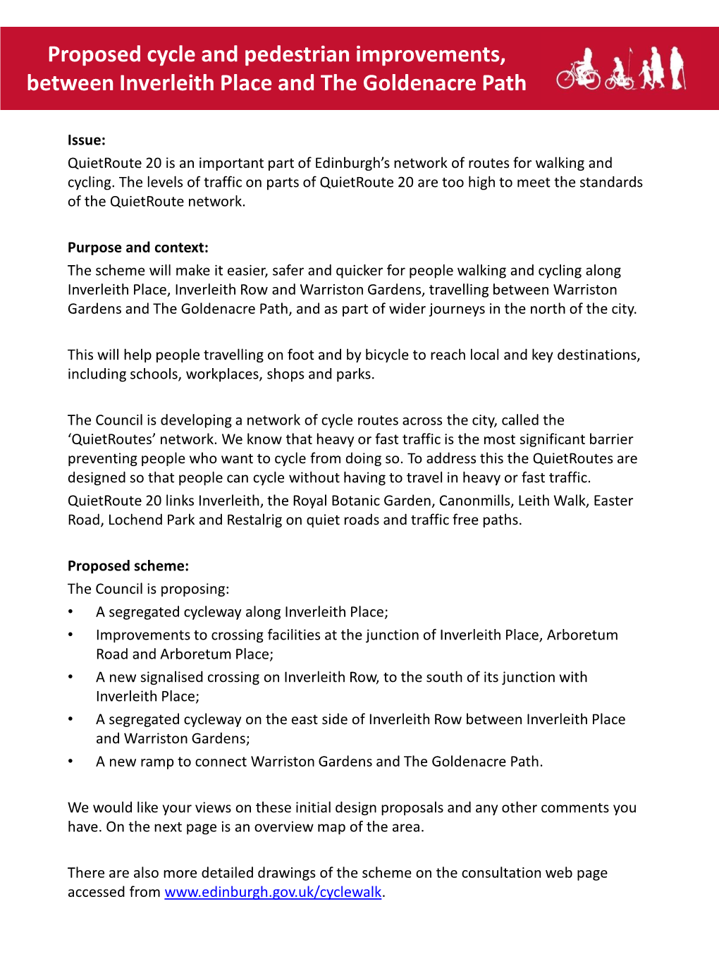 Proposed Cycle and Pedestrian Improvements, Between Inverleith Place and the Goldenacre Path