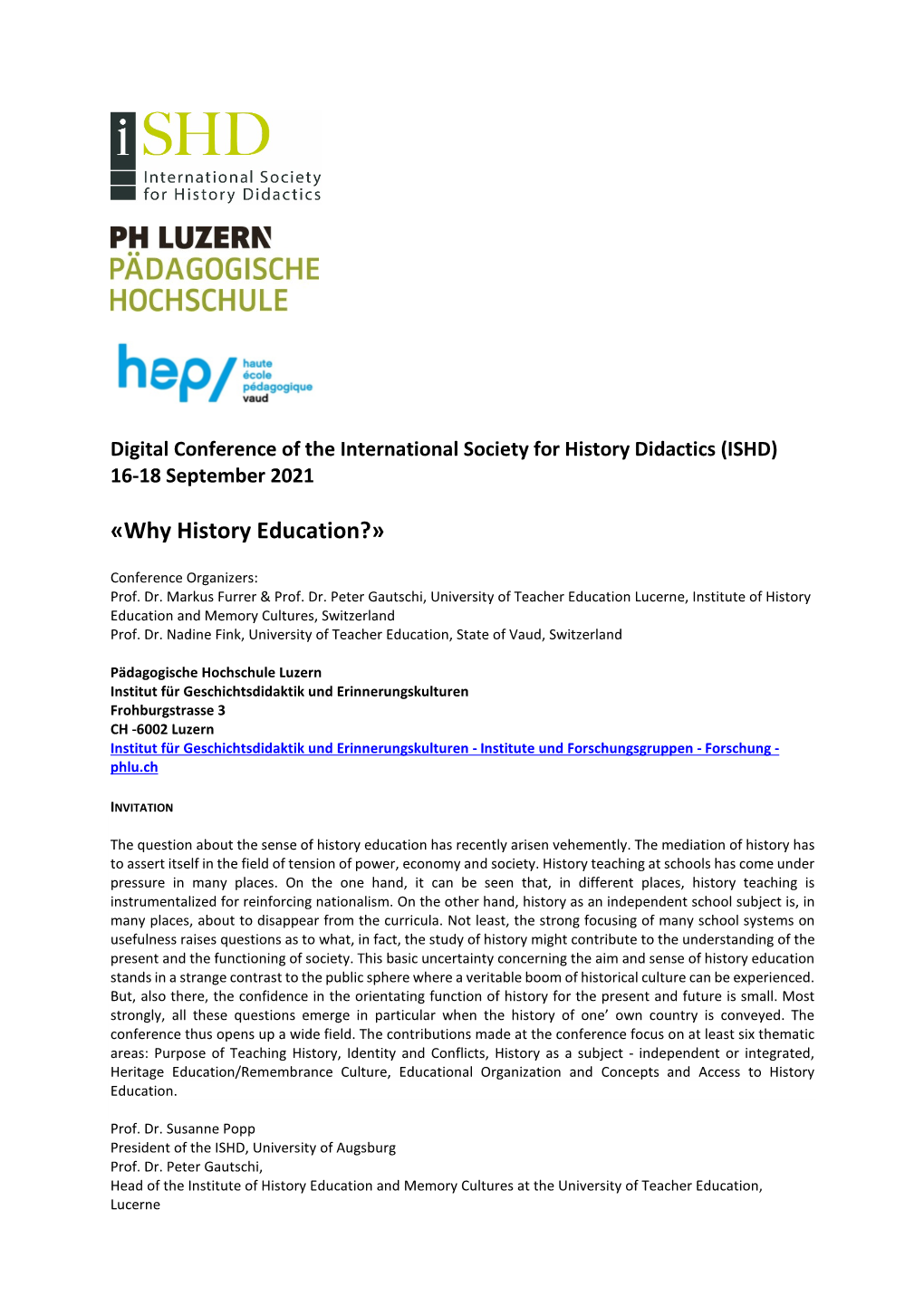 «Why History Education?»