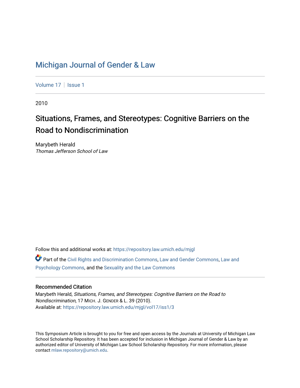 Situations, Frames, and Stereotypes: Cognitive Barriers on the Road to Nondiscrimination