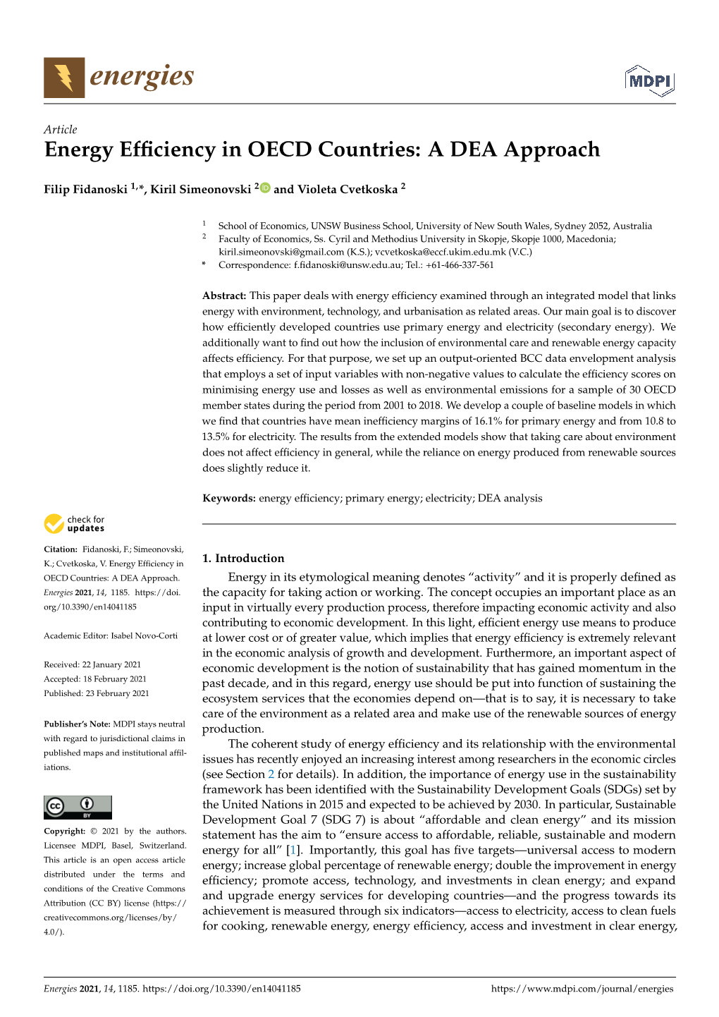 Energy Efficiency in OECD Countries: a DEA Approach