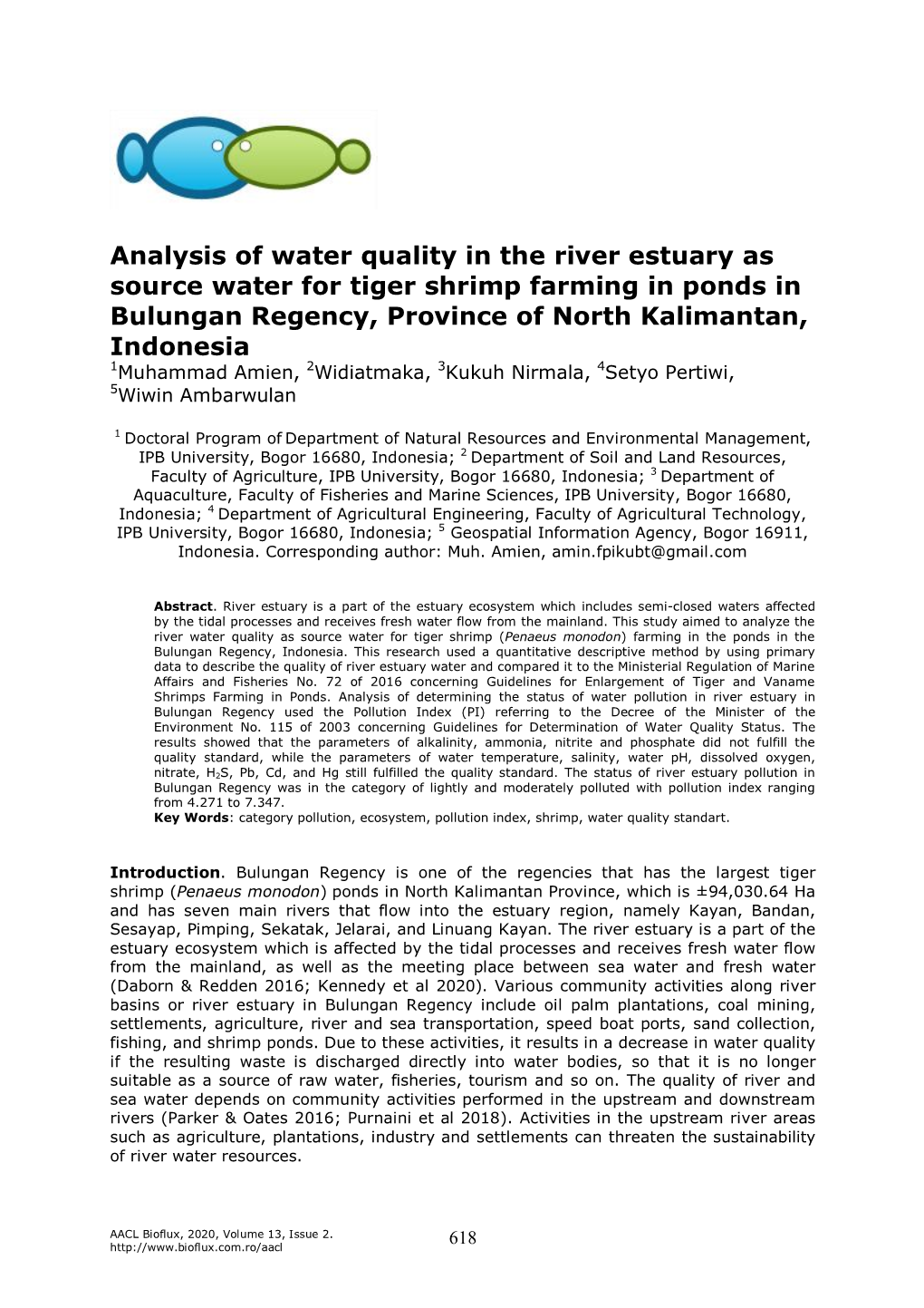 Analysis of Water Quality in the River Estuary As Source Water for Tiger