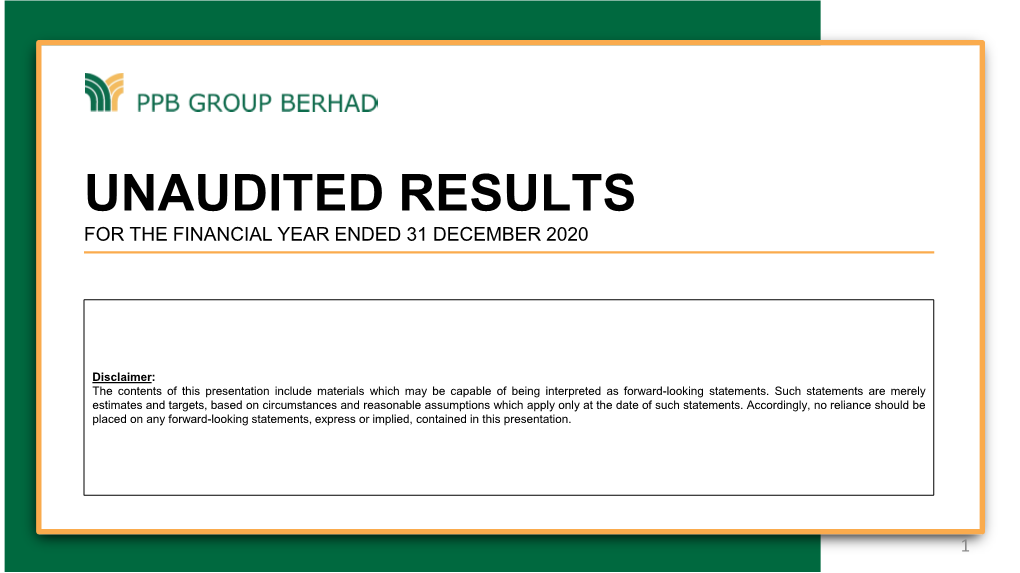 Analyst Briefing for 31 December 2020 Final Year Results