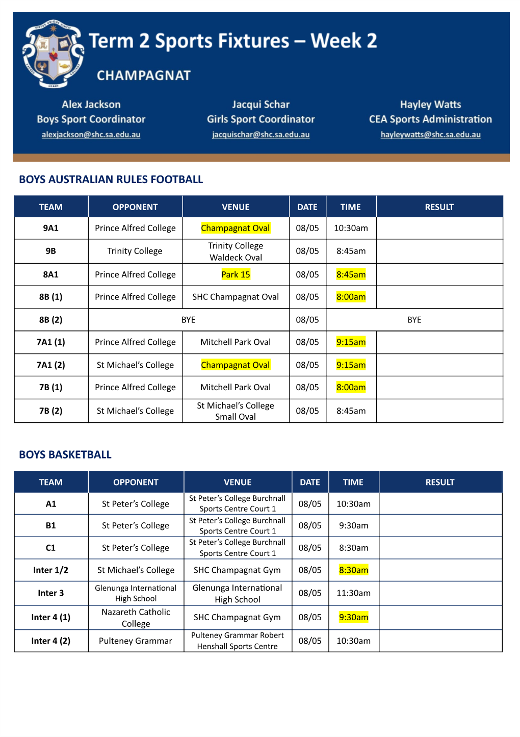 Boys Australian Rules Football Boys Basketball