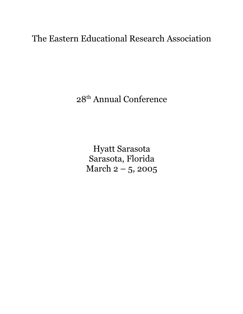 The Eastern Educational Research Association