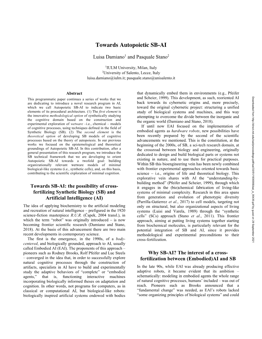 Towards Autopoietic SB-AI