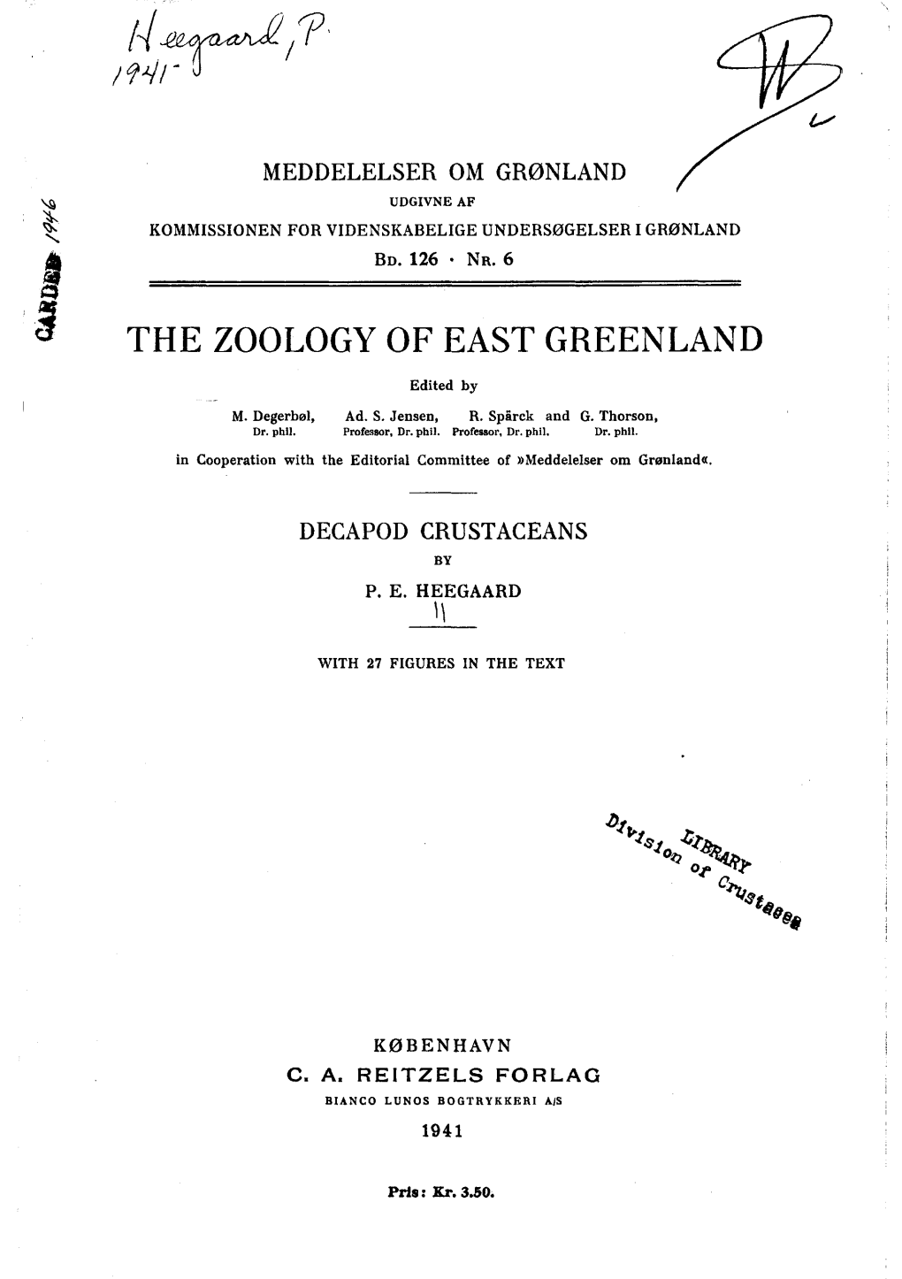 The Zoology of East Greenland