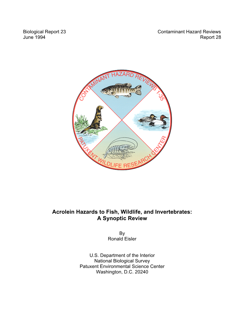 Acrolein Hazards to Fish, Wildlife, and Invertebrates: a Synoptic Review