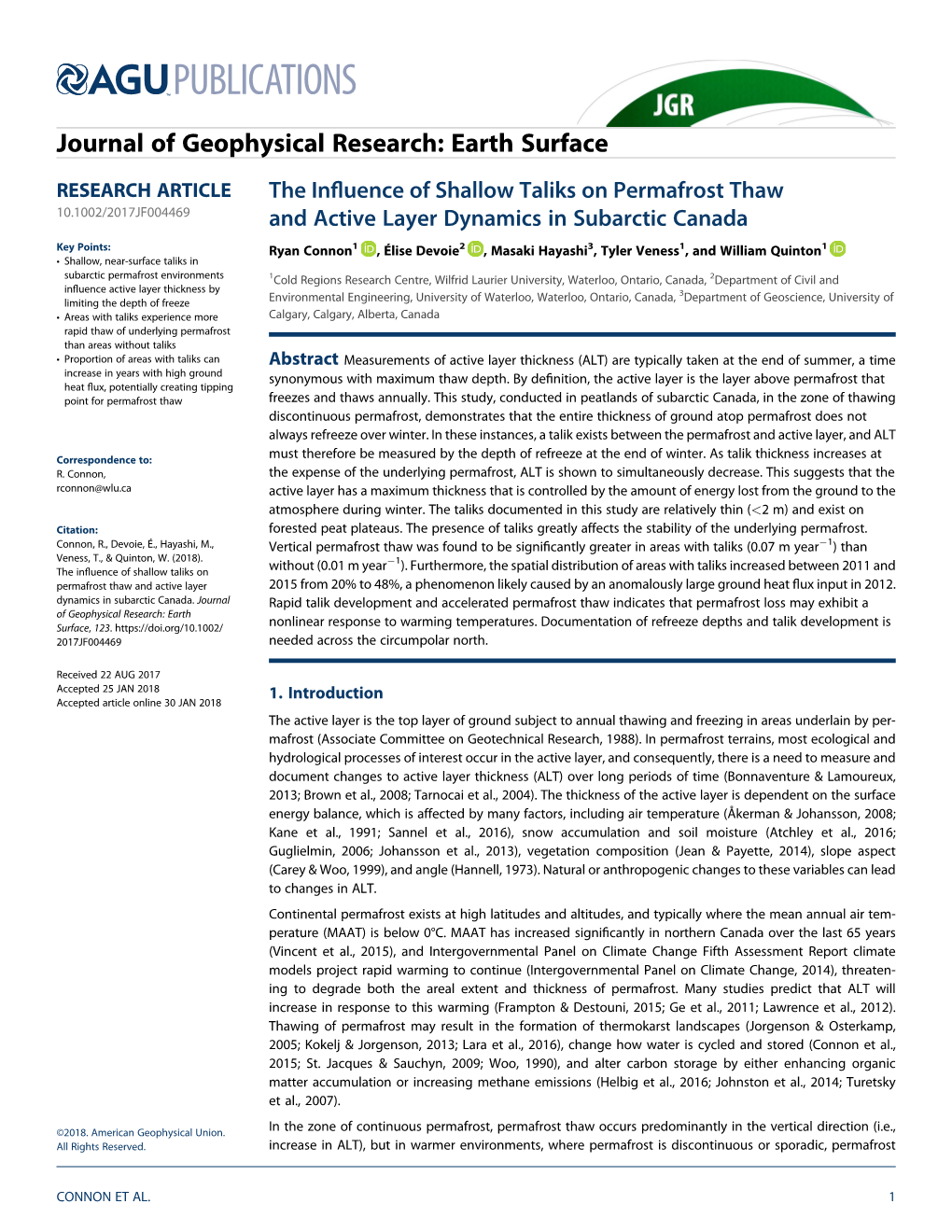 The Influence of Shallow Taliks on Permafrost Thaw and Active Layer