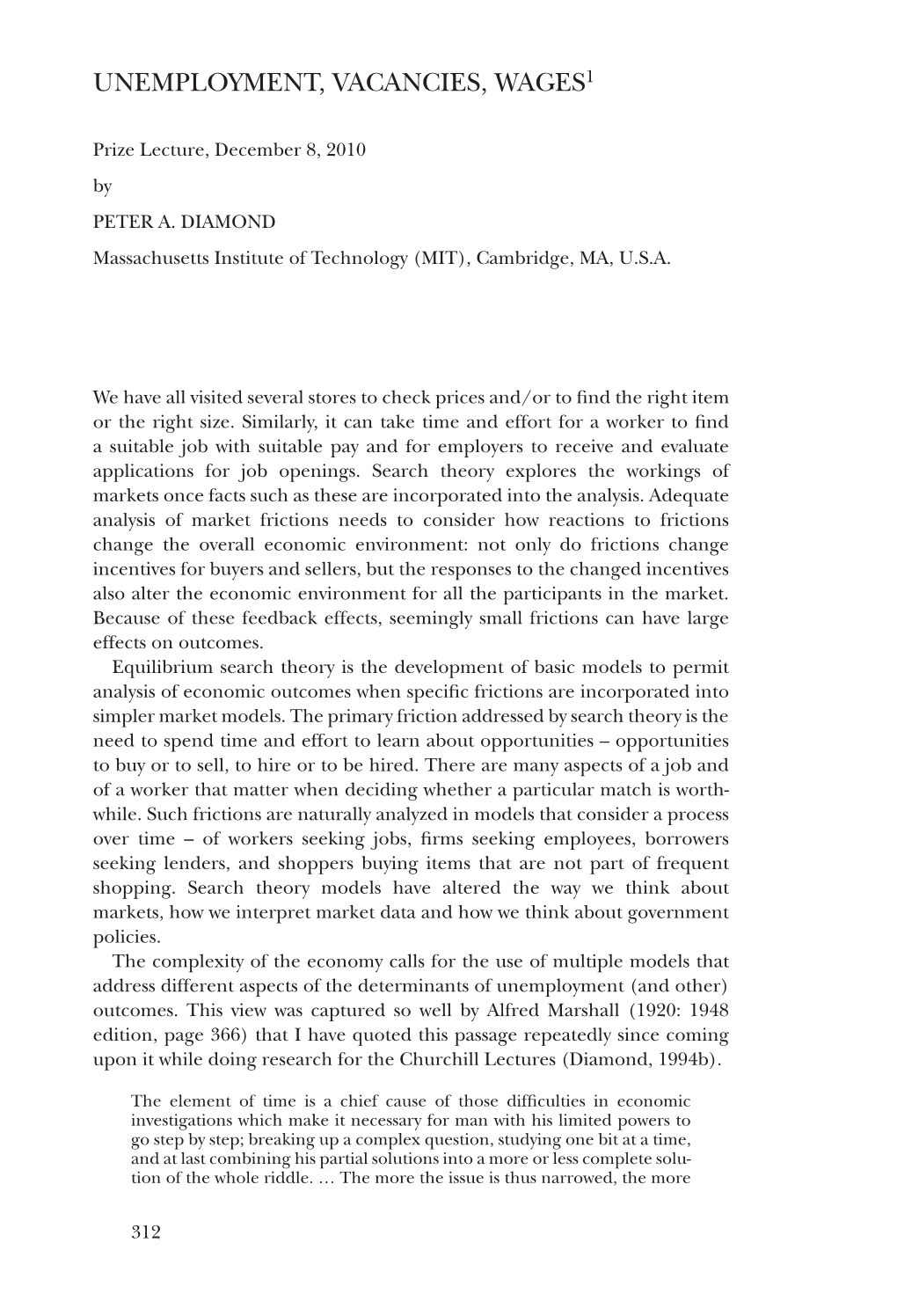 PETER A. DIAMOND Massachusetts Institute of Technology (MIT), Cambridge, MA, U.S.A