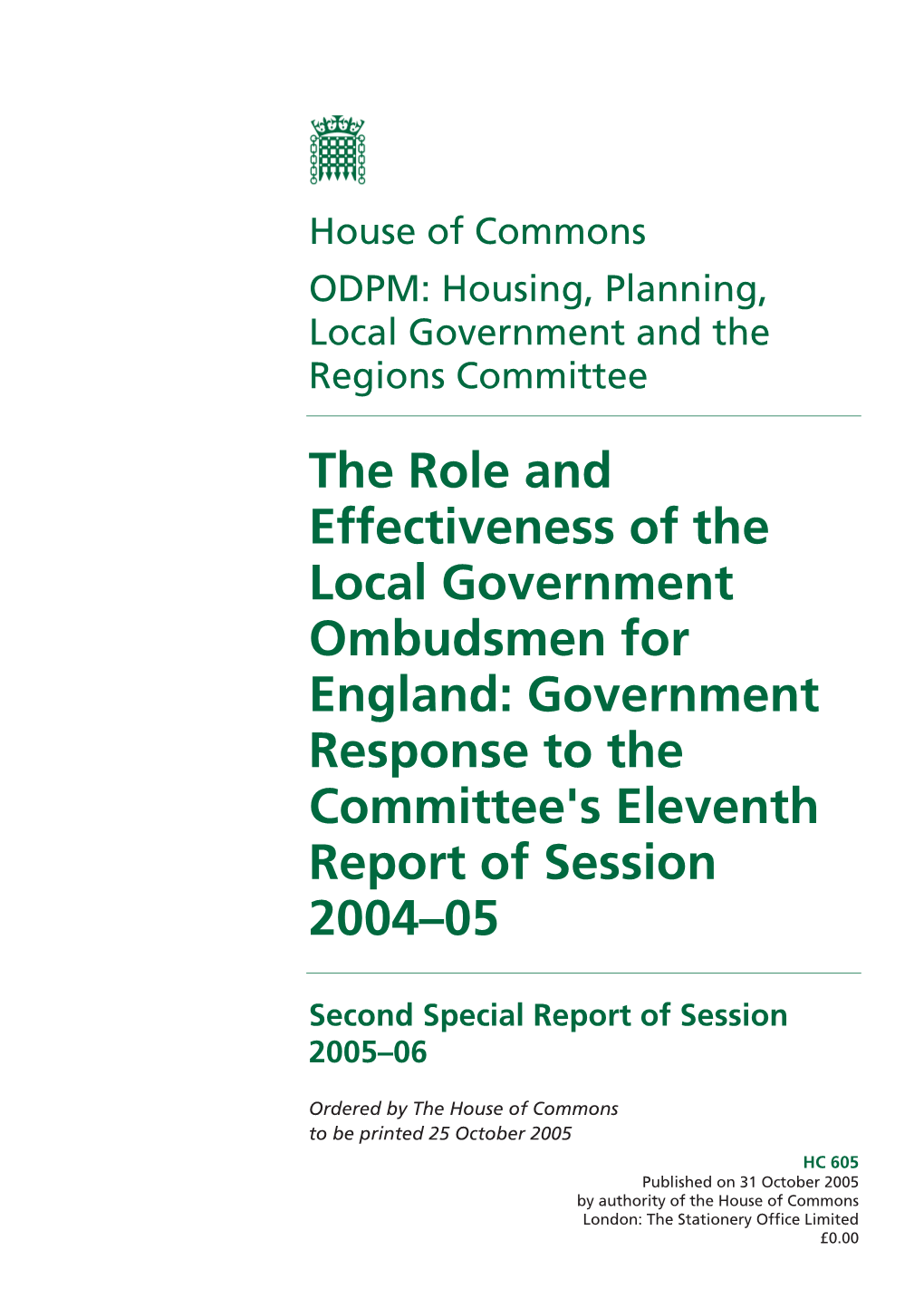 Government Response to the Committee's Eleventh Report of Session 2004–05