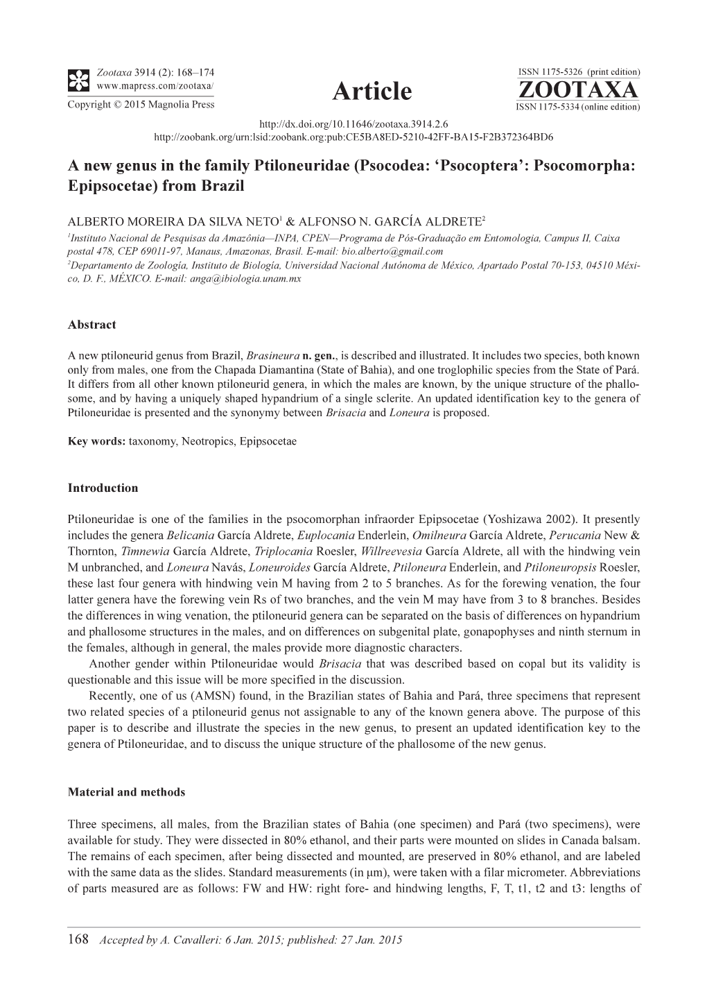 A New Genus in the Family Ptiloneuridae (Psocodea: 'Psocoptera': Psocomorpha: Epipsocetae) from Brazil