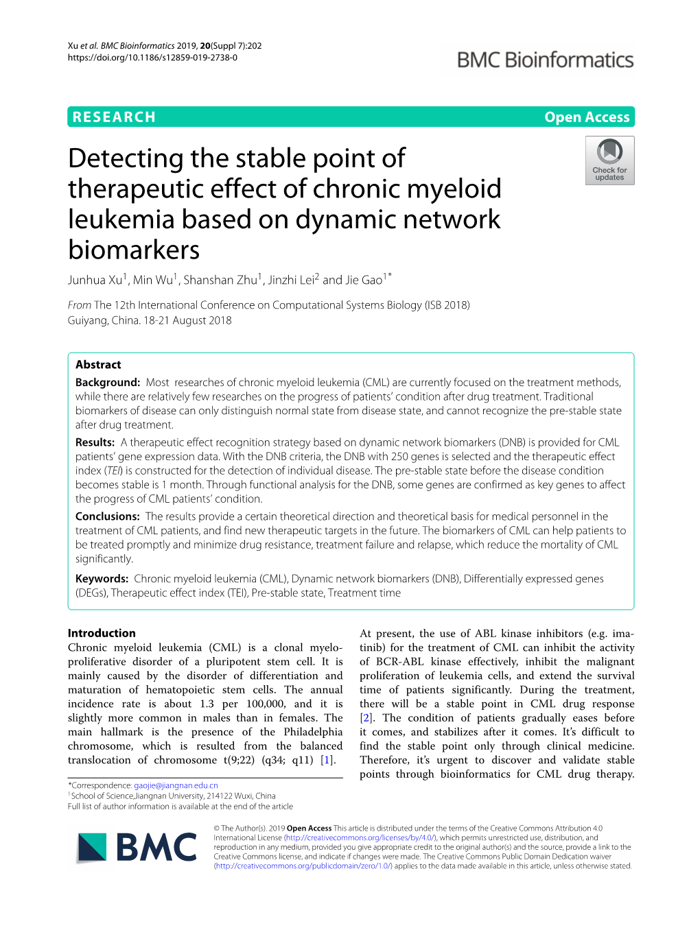 Detecting the Stable Point of Therapeutic Effect of Chronic Myeloid