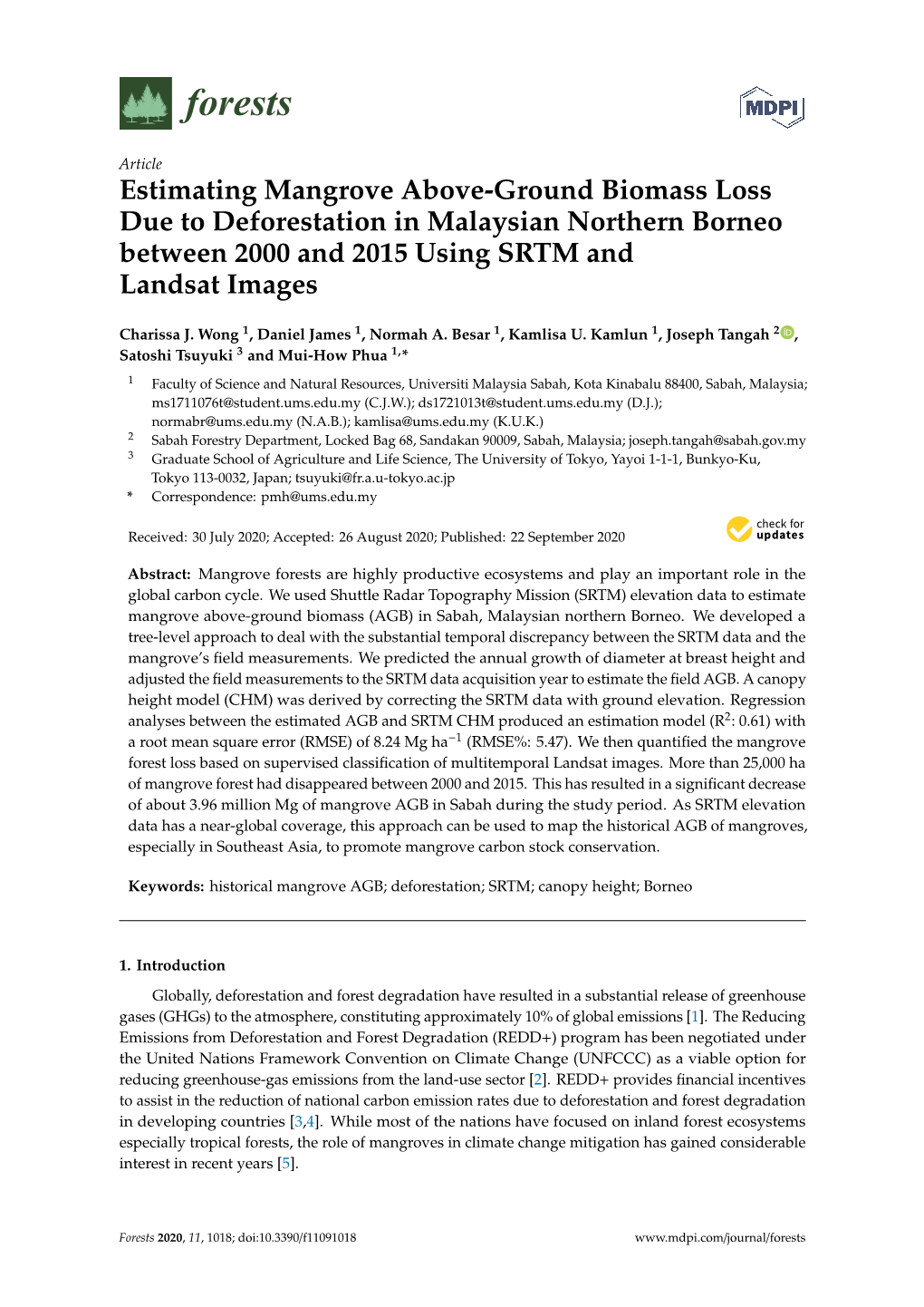 Estimating Mangrove Above-Ground Biomass Loss Due to Deforestation in Malaysian Northern Borneo Between 2000 and 2015 Using SRTM and Landsat Images