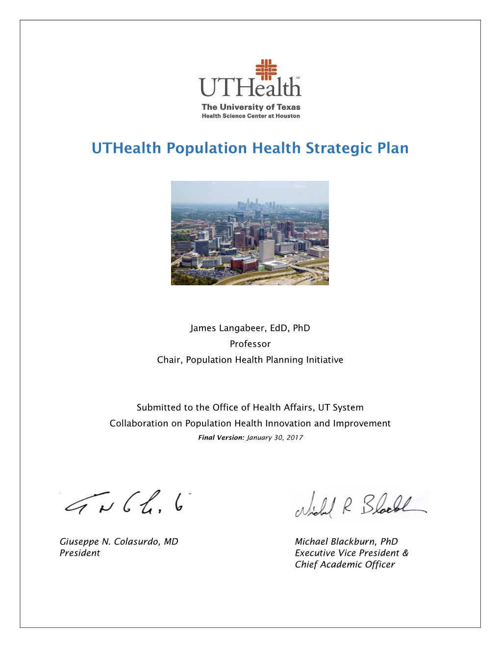Uthealth Population Health Strategic Plan