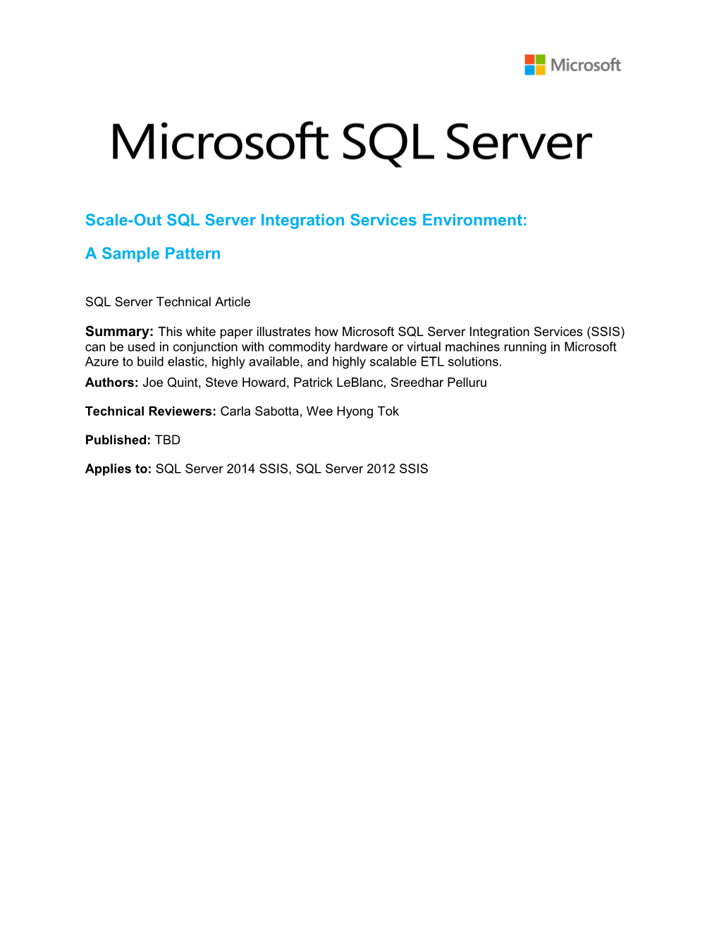 Scale-Out SQL Server Integration Services Environment