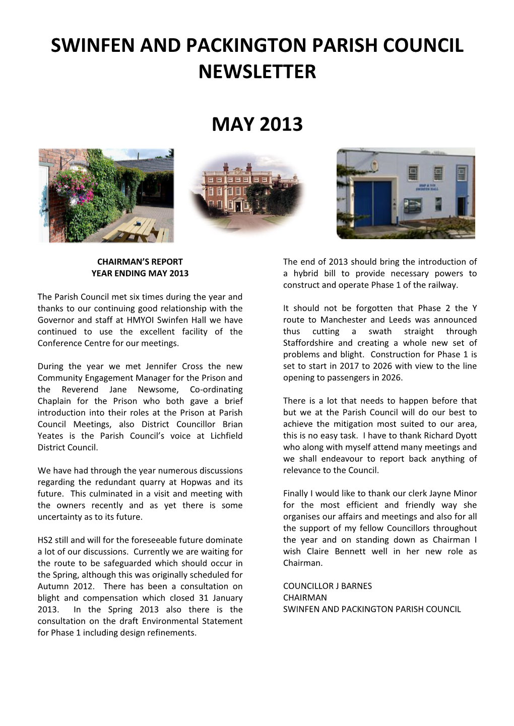Swinfen and Packington Parish Council Newsletter May 2013