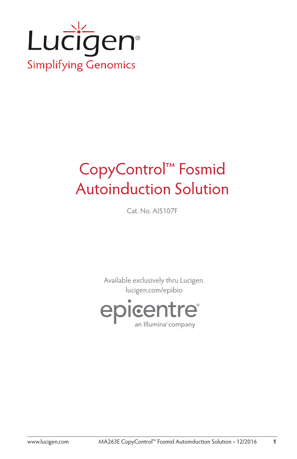 Copycontrol™ Fosmid Autoinduction Solution