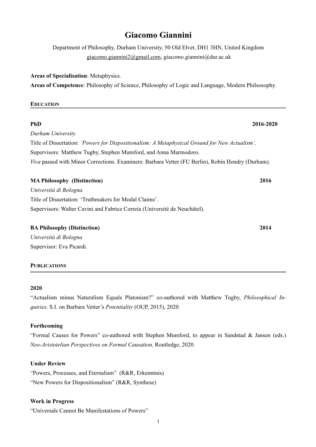 Academic CV Vero