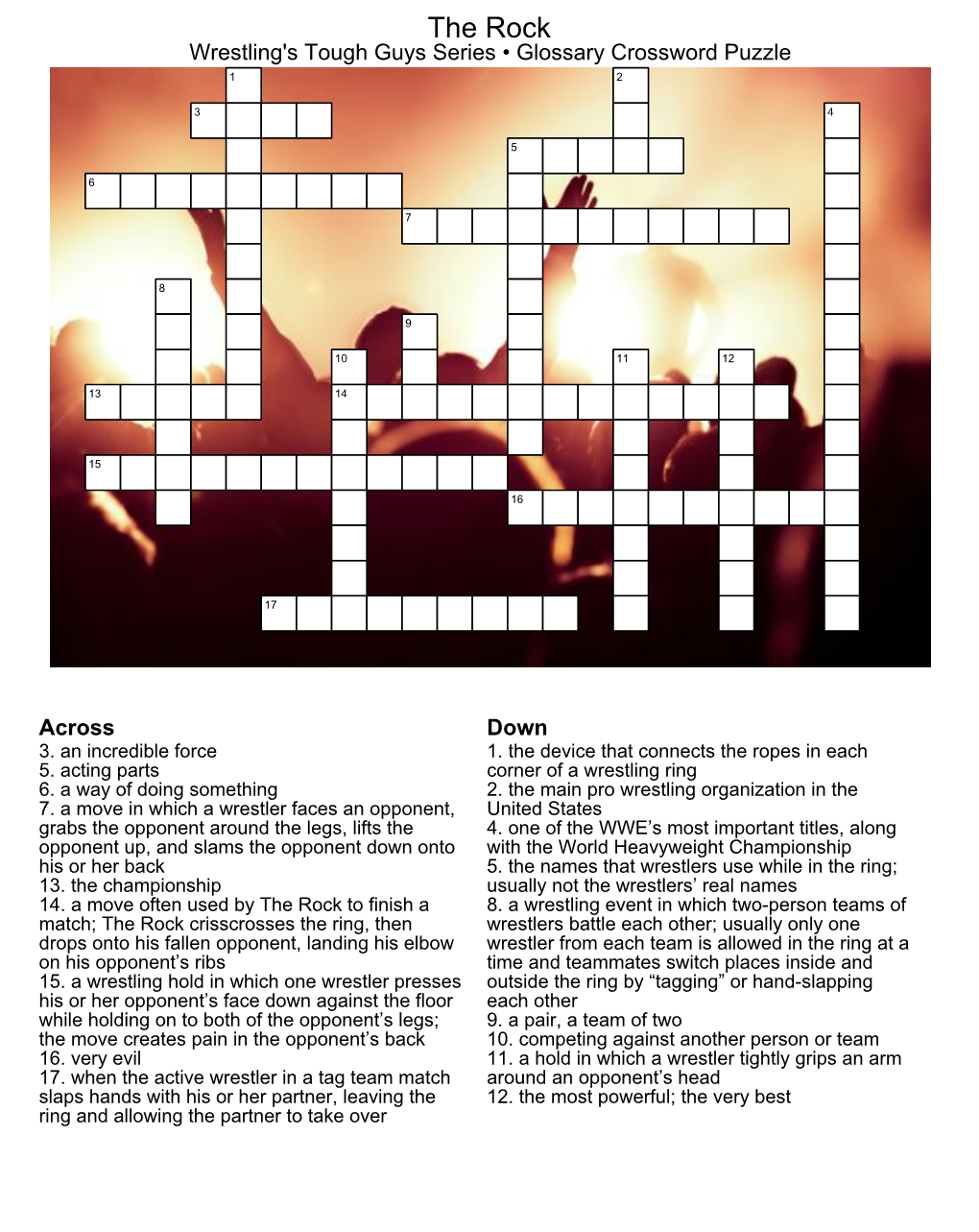 The Rock Wrestling's Tough Guys Series ¥ Glossary Crossword Puzzle 1 2