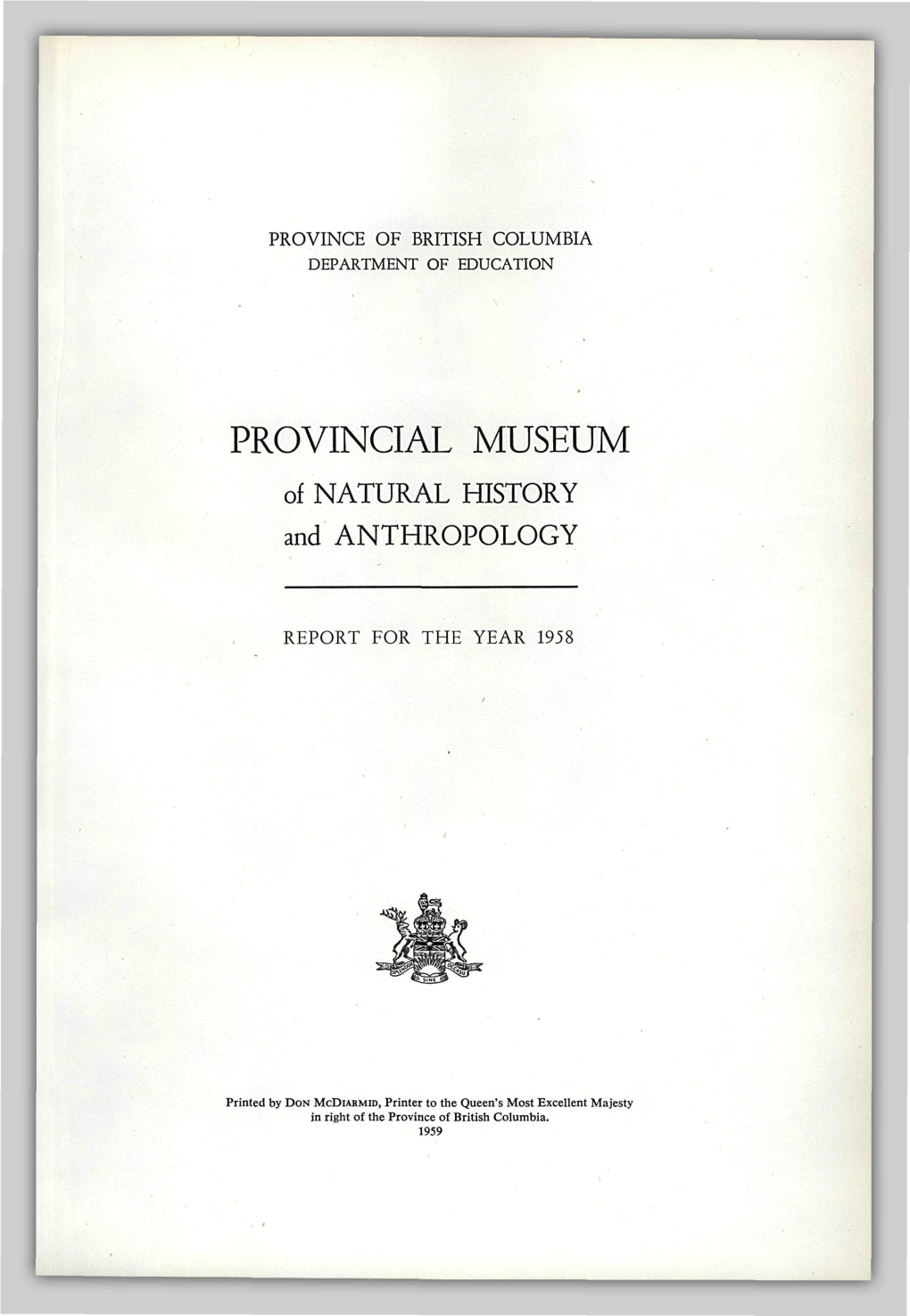 PROVINCIAL MUSEUM of NATURAL HISTORY and ANTHROPOLOGY