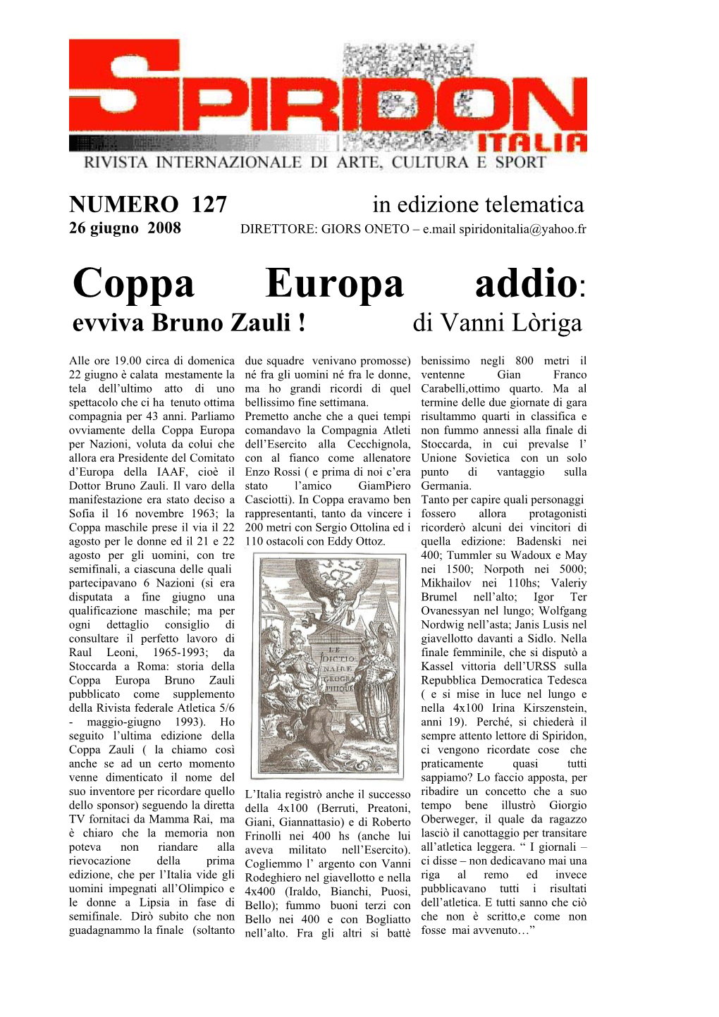 Coppa Europa Addio