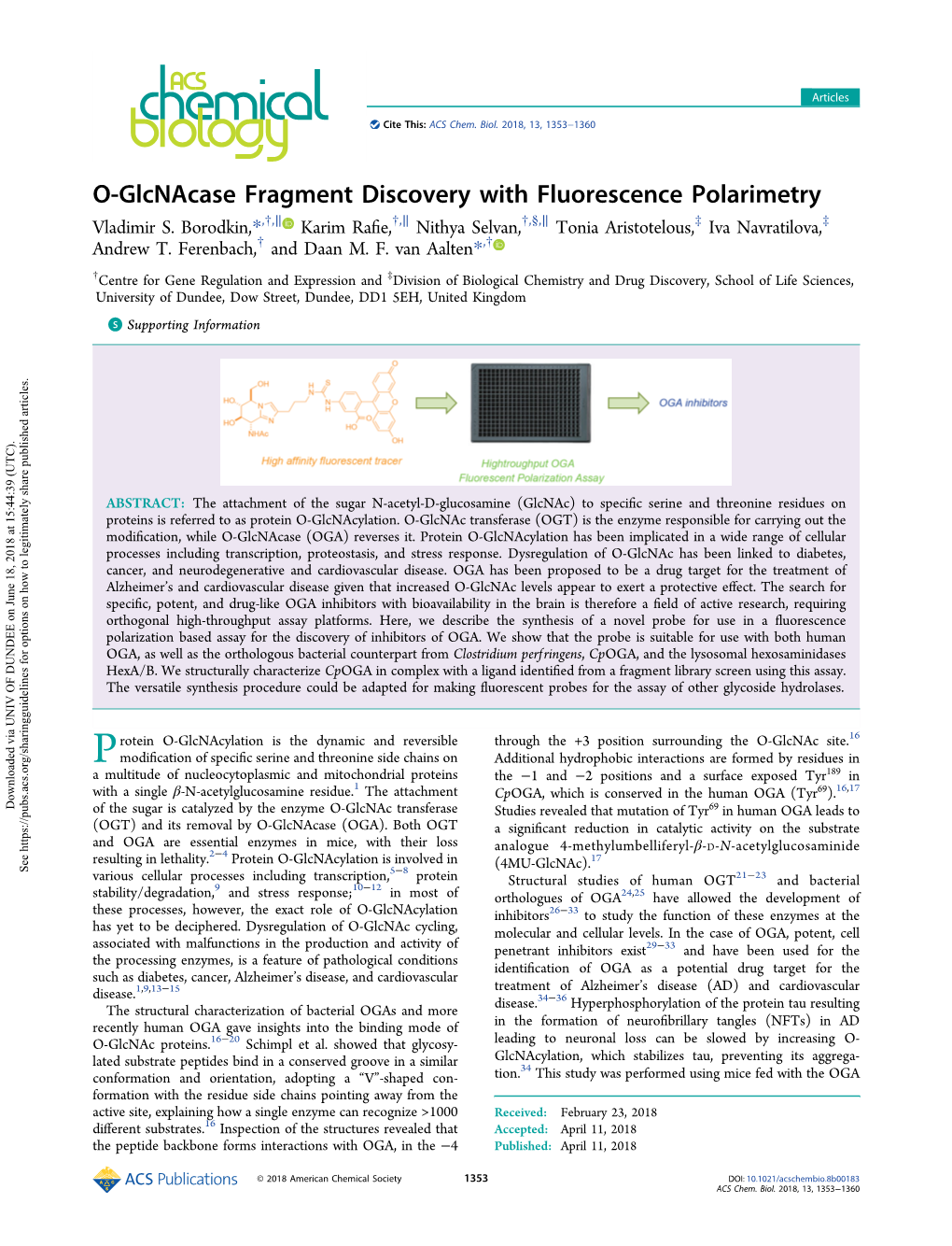 O-Glcnacase Fragment Discovery with Fluorescence Polarimetry