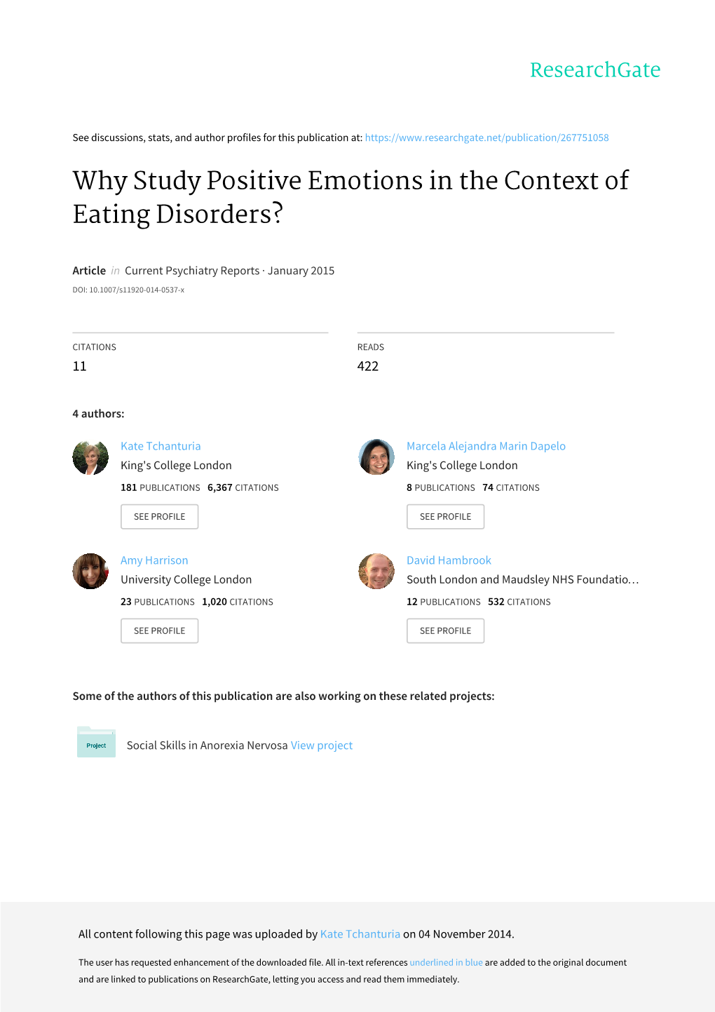 Why Study Positive Emotions in the Context of Eating Disorders?