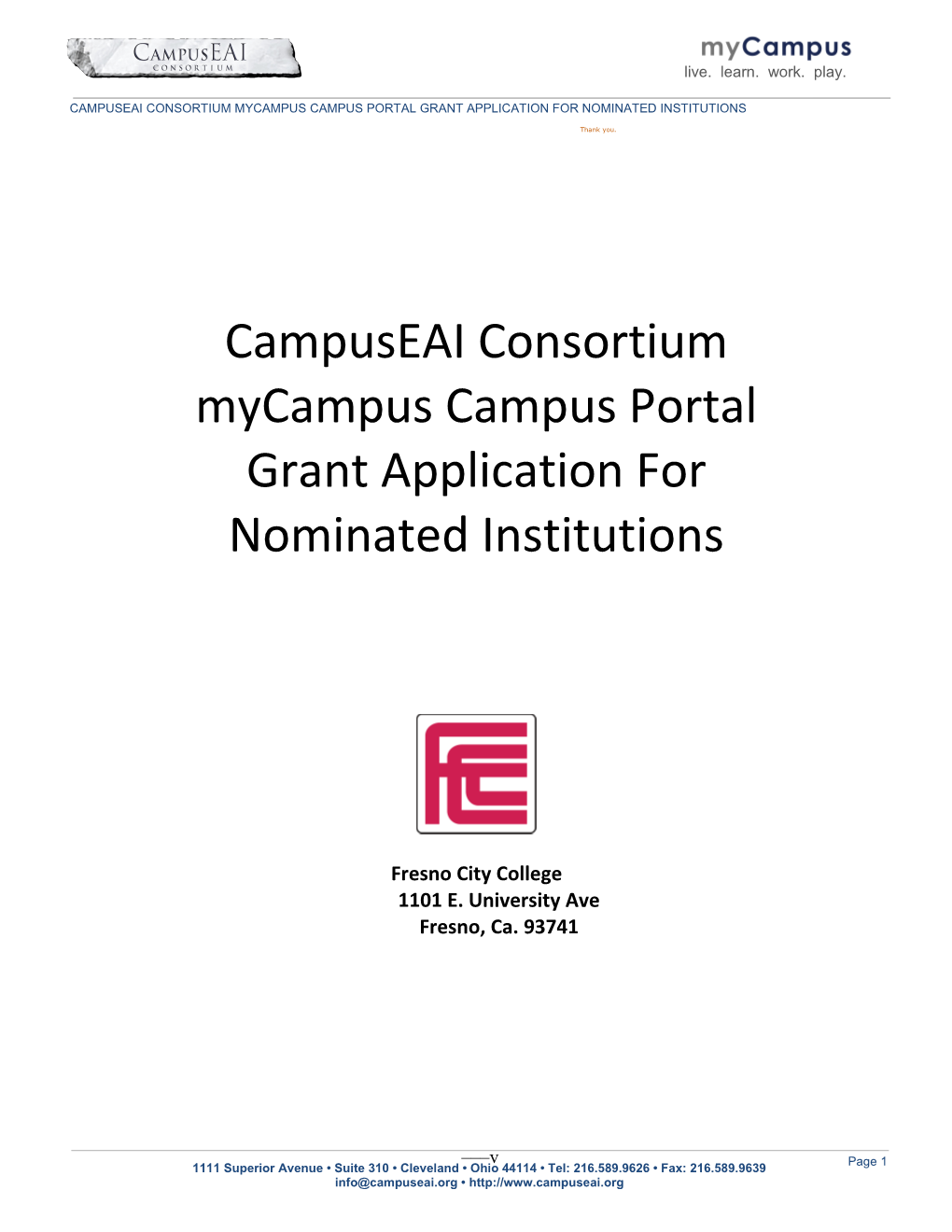 Campuseai Consortium Mycampus Campus Portal Grant Application for Nominated Institutions