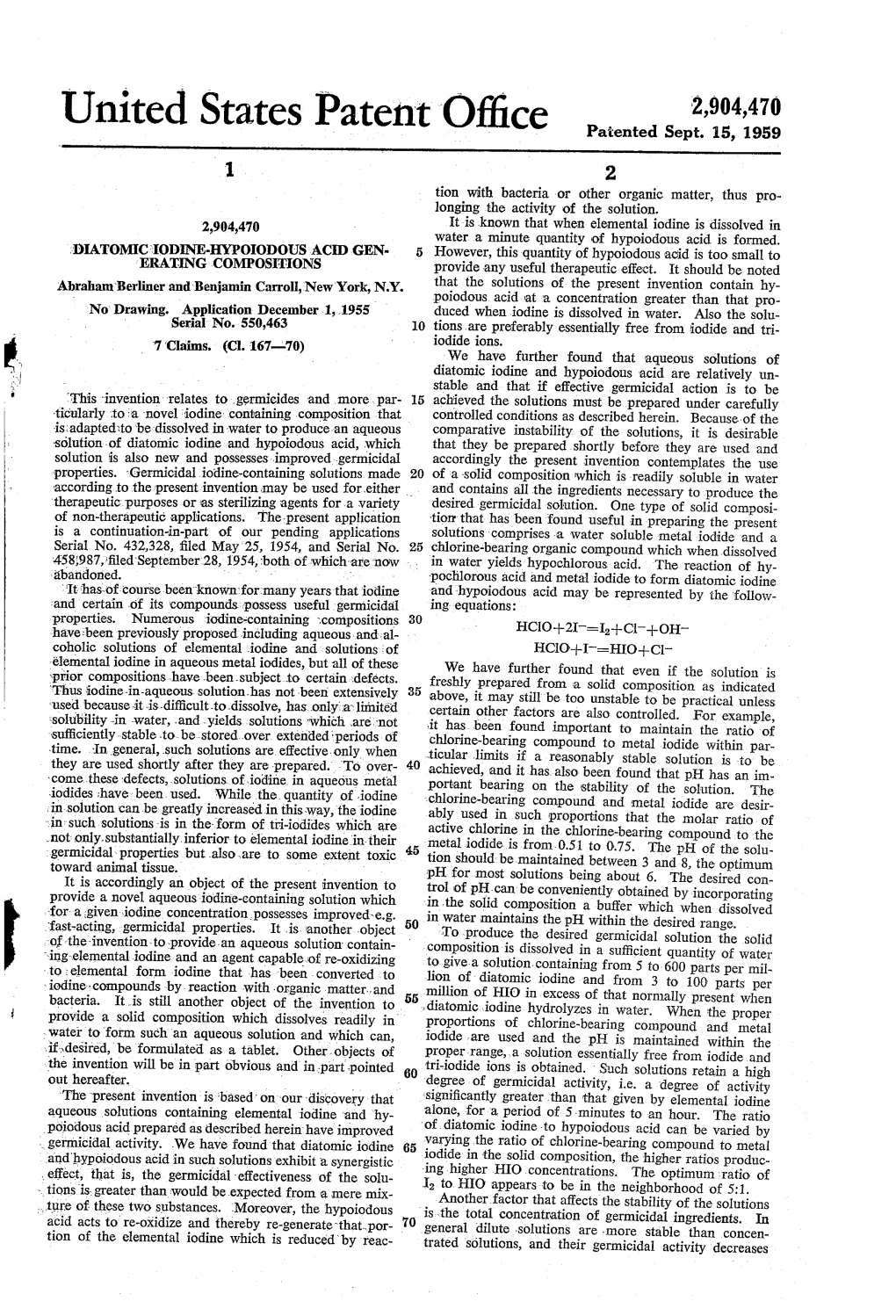 United States Patent Office Patiented Sept