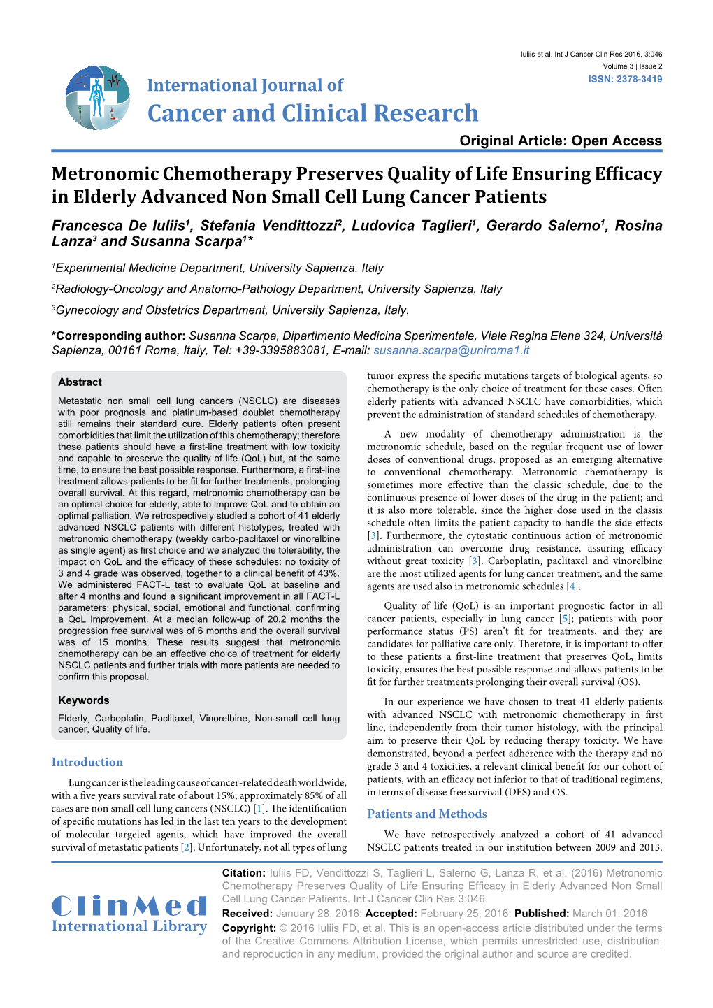 Metronomic Chemotherapy Preserves Quality of Life Ensuring Efficacy in Elderly Advanced Non Small Cell Lung Cancer Patients